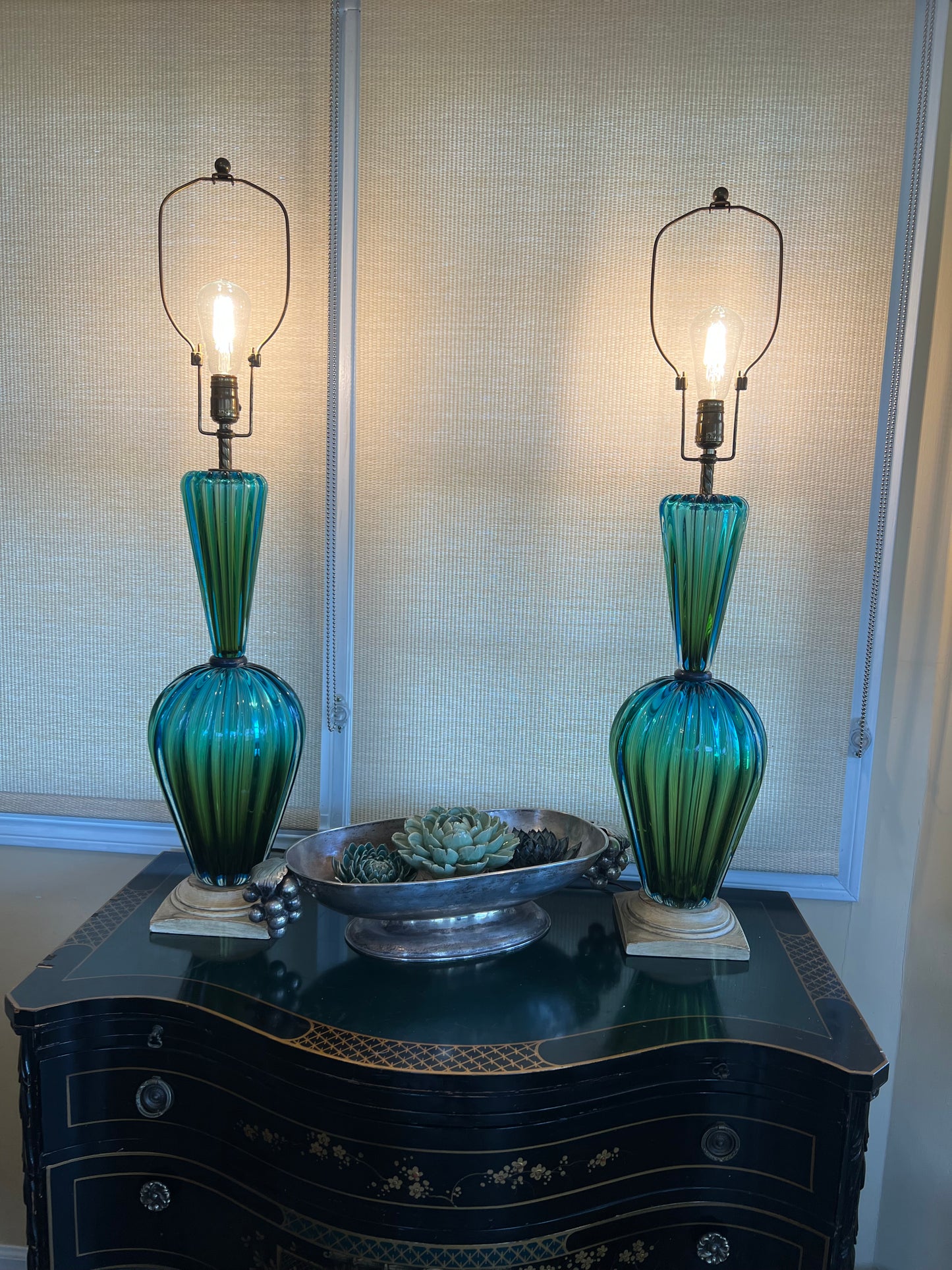 Pair of Vintage Murano Seguso Lamps