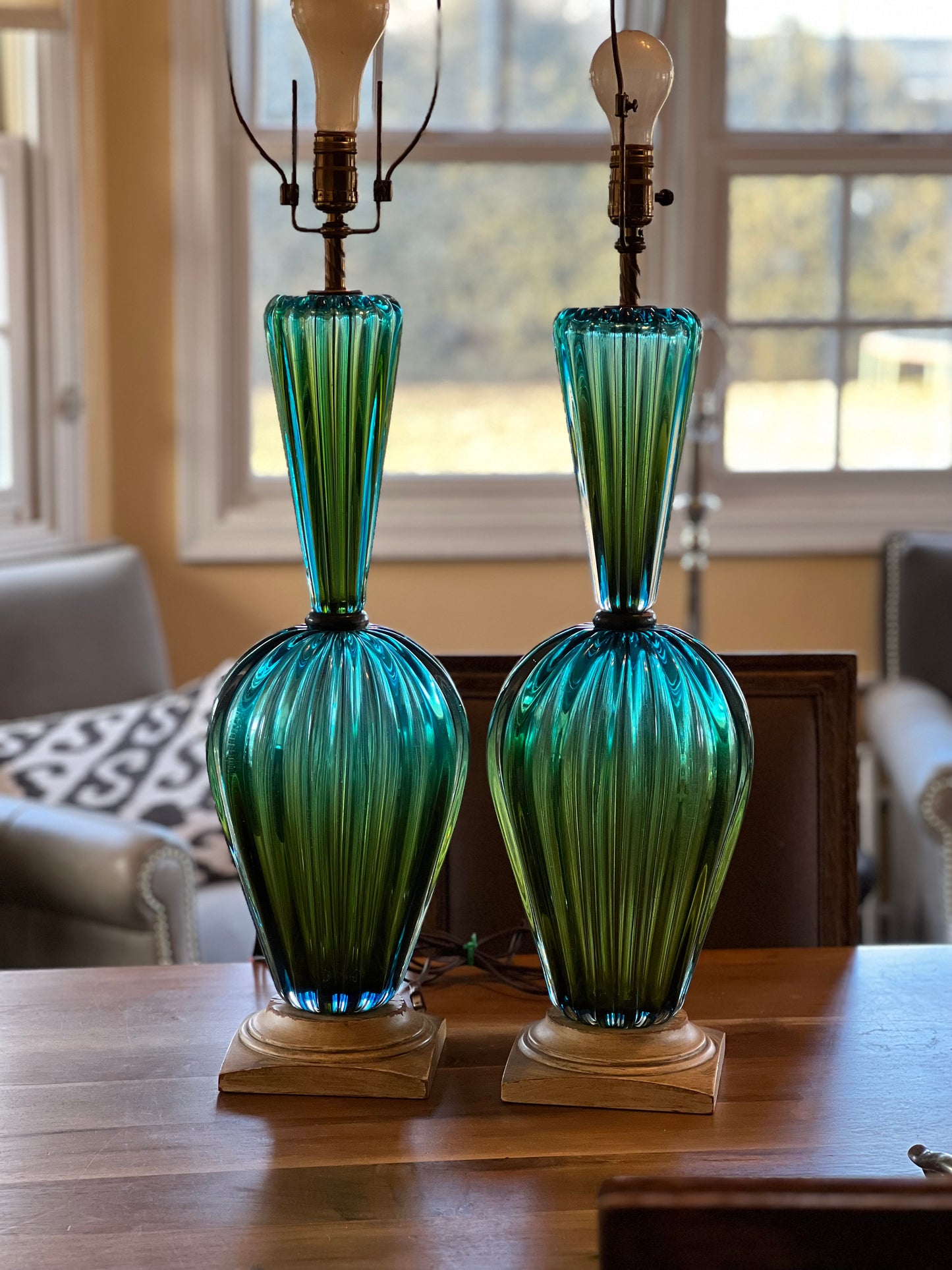 Pair of Vintage Murano Seguso Lamps