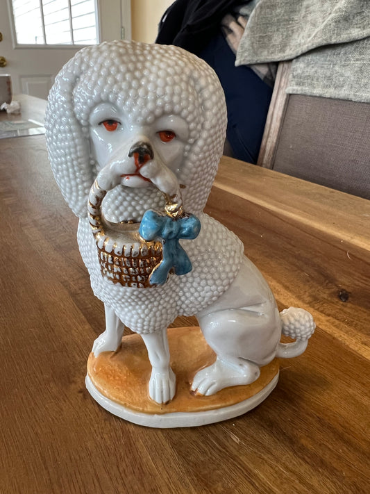 Antique German Staffordshire Poodle with Basket.