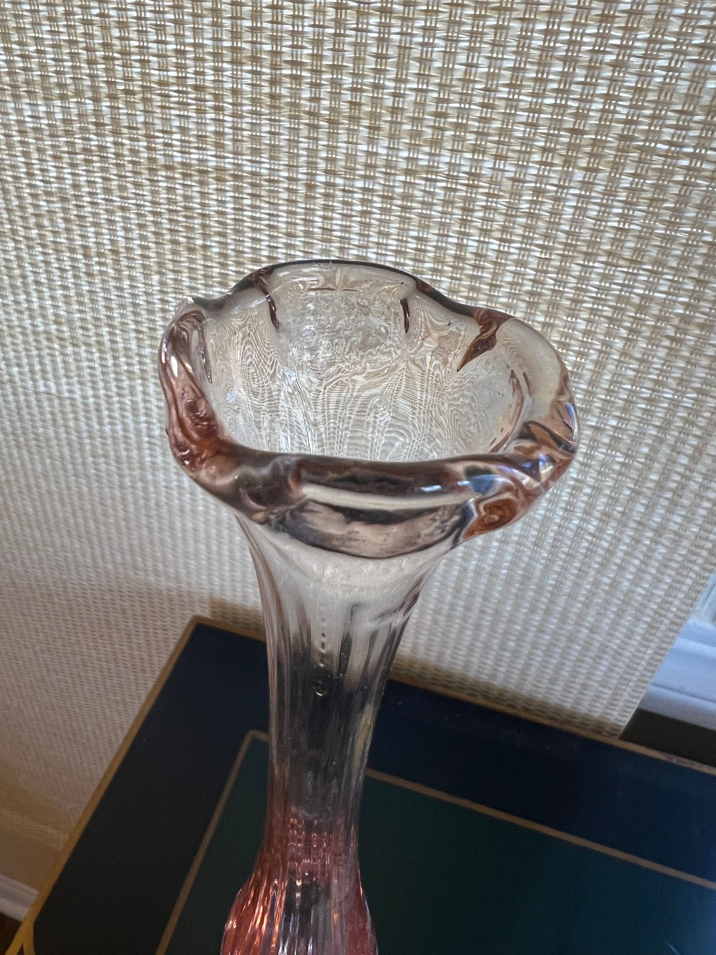 Vintage Pink Depression Glass Stretched Bud Vase Pedestal Base 9.5” Tall