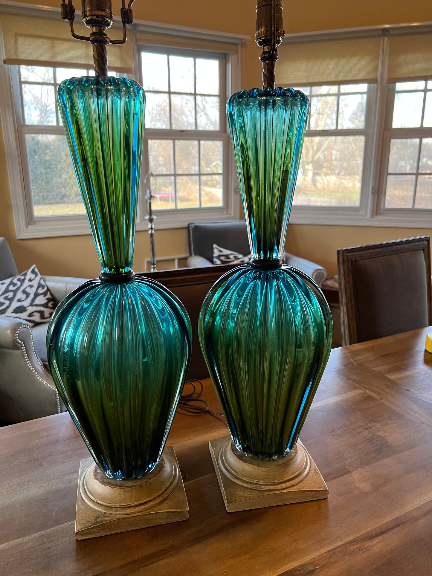 Pair of Vintage Murano Seguso Lamps