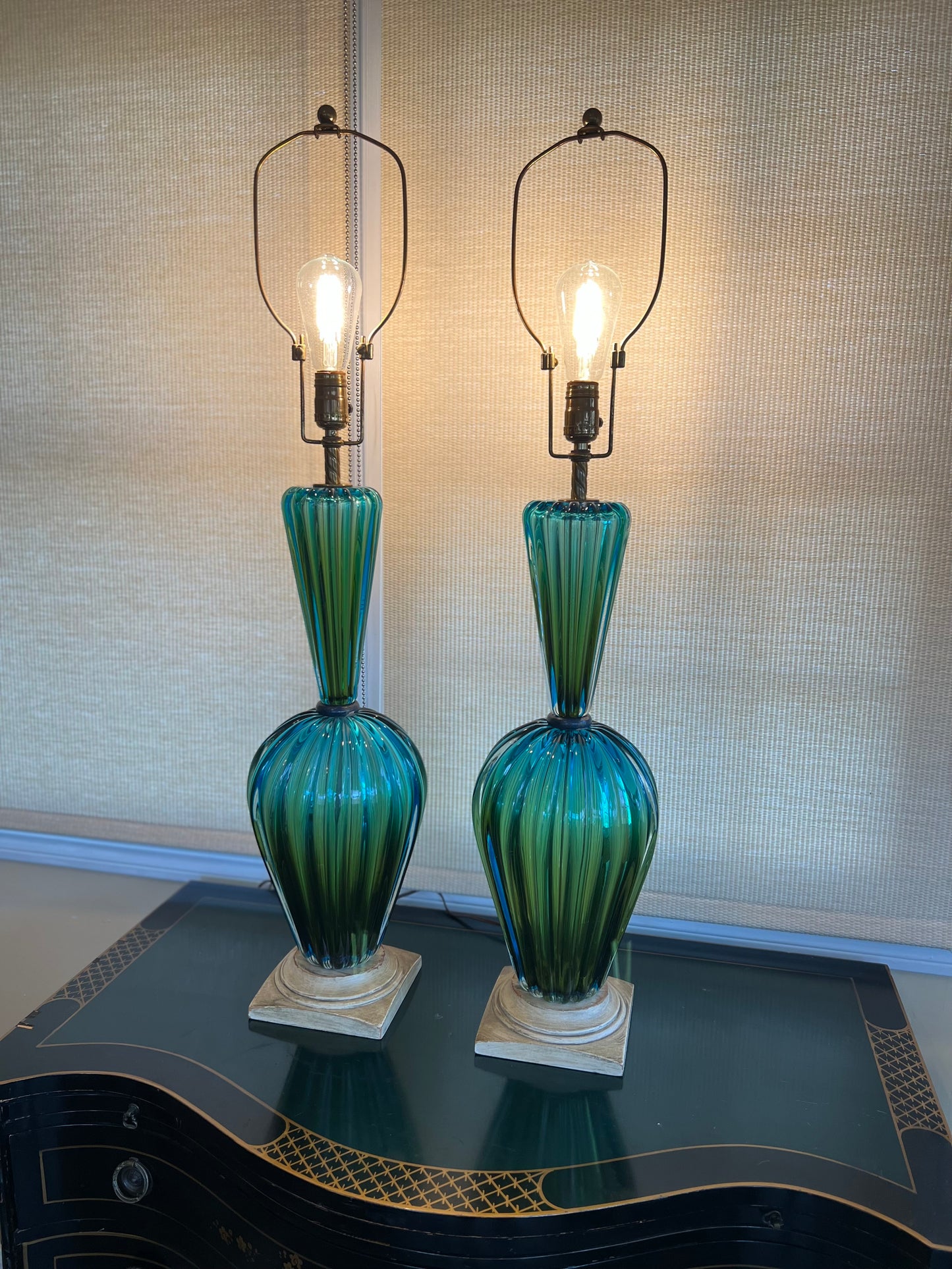 Pair of Vintage Murano Seguso Lamps