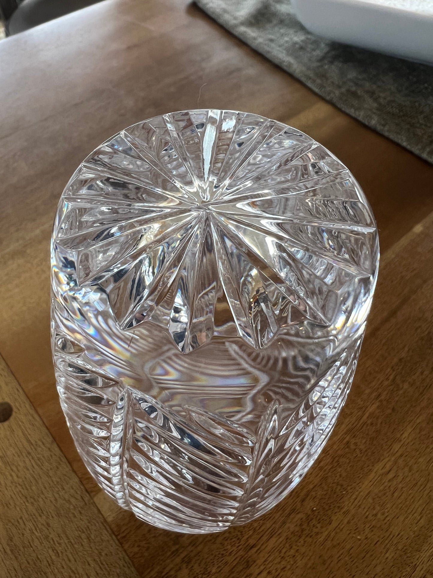 Vintage Brilliant Cut & Polished Crystal Herringbone Vase 5”